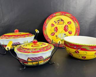 Temptations by Tara Presentable Ovenware Cherry Cottage Serving Set Colorful Temptations Presen