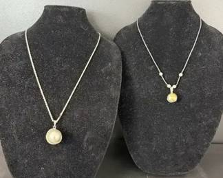 925 Sterling Silver Globe Pendant Necklaces Total Weight 68.72g