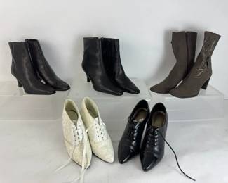 Etienne Aigner Two Lips Leather Womens Heels Boots 5 Pair Designer Shoe Lot