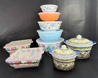 Temptations Floral Ovenware, Storage Bowls Casserole Serving Collection