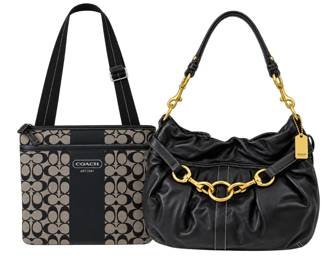 04 Coach Signature Canvas Black Leather Handbag Lot 2 Bags