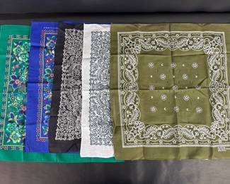 5Piece Cotton Bandana Scarf Lot USA Made Floral Paisley Fast Color