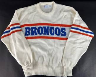 Denver Broncos Cliff Engle NFL Knit Sweater XL Wool Blend Made in USA Vintage