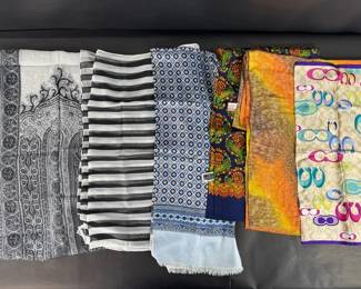 6Piece 100 Silk Scarf Lot Coach Echo Signature Paisley Abstract Prints