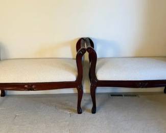Pair of Thomas Pacconi Mahogany Upholstered Benches
