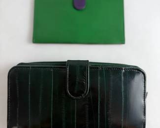 Lori Sardi Green Eel Skin Wallet with Scully Multicolor Leather Wallet Keychain Lori Sardi dark g