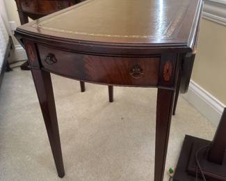 (2) matching antique double drop leaf side tables with drawer