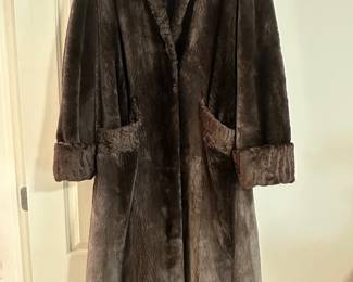Sheared beaver full length coat