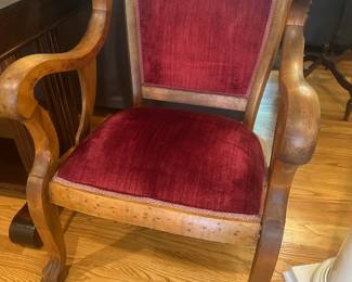 Antique wood chair with claw feet......!