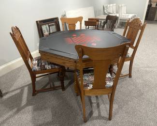Bumper pool table with removable game table top and (4) chairs......
