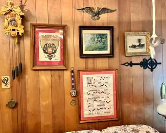 CUCKOO CLOCK AND ASSORTED FRAMED 
