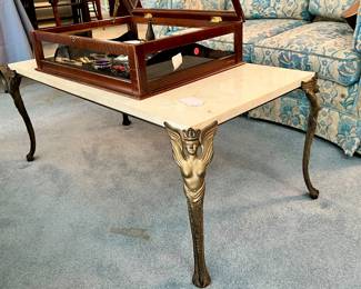 MARBLE TOP HOLLYWOOD COFFEE TABLE