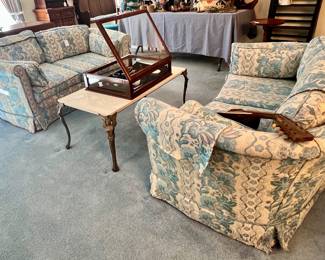 PAIR OF WELL WORN SOFAS YOUR DOGS WILL LOVE!