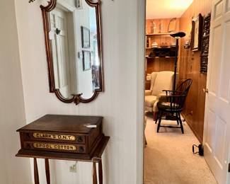 SEWING CABINET UNDER FANCY MIRROR