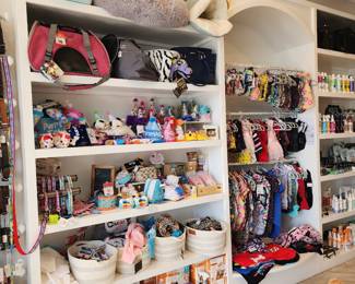 Birthday toys and accessories, bags, pajamas, robes, diapers, puppy pads, clothing, shampoo and conditioner, CBD, supplements