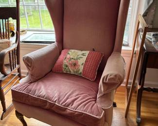 Queen Anne style high back  winback armchair