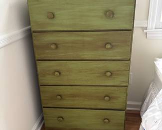 Country five drawer wooden chest