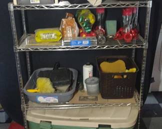 Rolling Wire Metal Shelf With Contents