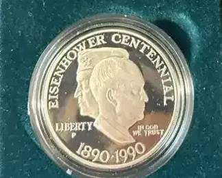 06 1990 Eisenhower Centennial Proof Silver Dollar in U.S. Mint Presentation Case
