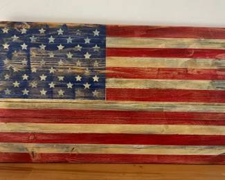Rustic Distressed Wooden American Flag