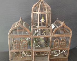 Vintage Look Wood And Wire Birdcage