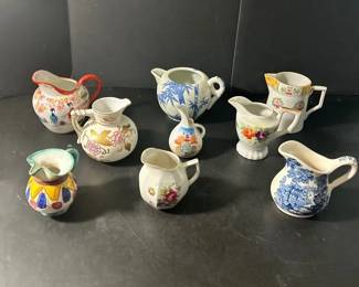 Vintage Porcelain Creamer Pitcher Collection Clarice Cliff, Japan More 9 Pieces