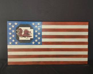 Handcrafted American Flag USC Gamecock All Wood