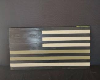 Wood Blank American Flag In Silver, White And Black