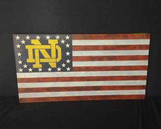 Custom Wood Notre Dame Flag