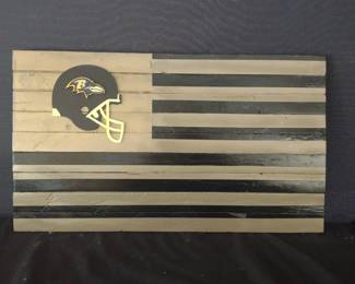 Baltimore Ravens Handcrafted Wood Flag