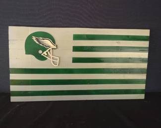 EAGLES Handcrafted Wood Flag