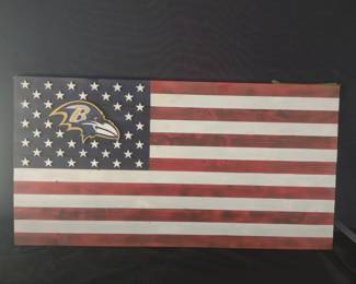 Ravens Handcrafted American Flag In Wood