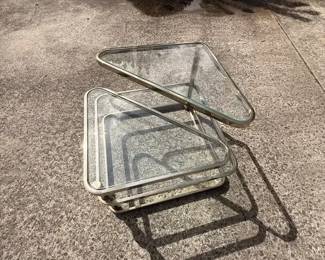 MidCentury Modern Expandable BrassTone Glass Swivel Coffee Table