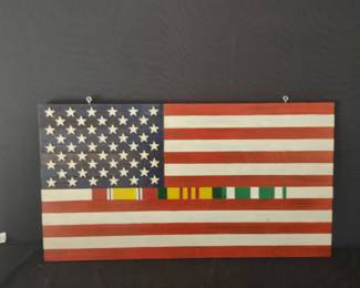 Handcrafted Wood American Flag Vietnam, Veteran Made