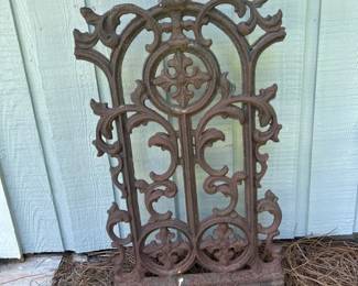 Antique Victorian Cast Iron Fence or Gate Panel Gothic Architectural Salvage