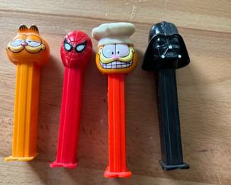 Title Vintage PEZ Character Dispenser Lot Garfield, SpiderMan Darth Vader