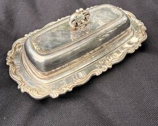 Vintage Oneida Heirloom Colonial Suite Silverplate Butter Dish With Cover And Glass Insert