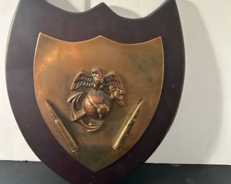 Solid Brass U.S. Marine Corps Eagle, Globe Anchor Wall Plaque