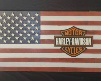 Custom Wood American Flag Harley Davidson