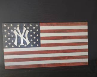 New York Yankees Handcrafted Wood American Flag