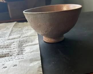 Handcrafted Japanese Studio Pottery Tea Bowl Chawan with Original Japanese Documentation