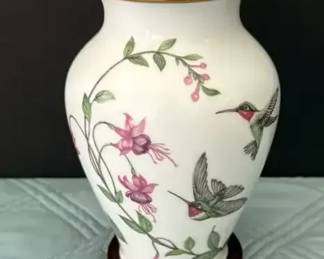 Vintage 1991 Lenox Fine Porcelain Ruby Throated Hummingbird Vase Made In Japan