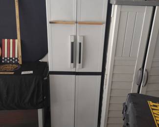 Keter Poly Storage Cabinet With Contents