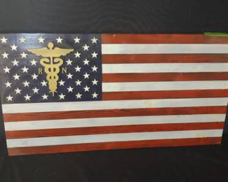Hand Crafted Wood Flag Celebrating Nurses