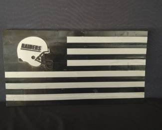 The Raiders Custom Wood Flag