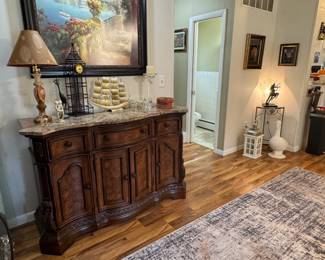 Pretty marble top sideboard / credenza 58"x20"x37"