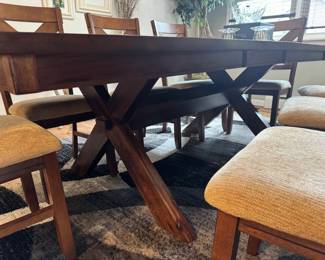 8 chair dining room table (90x42") with pop-up butterfly leaf, with storage trough underneath ?? Handy!