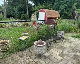 Also on deck, lots of decorative wire planters and other outdoor decor items