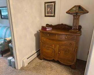 Gorgeous solid oak Art Nouveau&nbsp;dresser, 42x20x43"