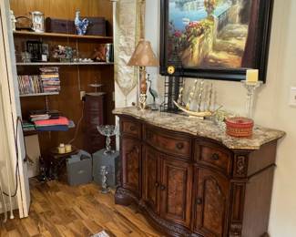 Pretty marble top sideboard / credenza 58"x20"x37"